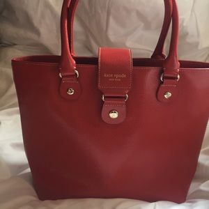 Kate Spade red bucket bag.